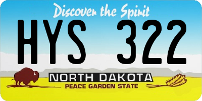ND license plate HYS322