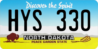 ND license plate HYS330
