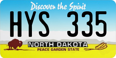 ND license plate HYS335