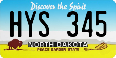 ND license plate HYS345