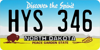 ND license plate HYS346