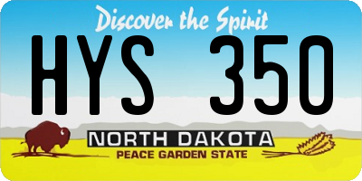 ND license plate HYS350