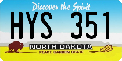 ND license plate HYS351
