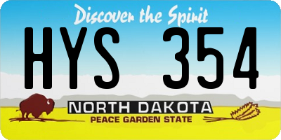 ND license plate HYS354
