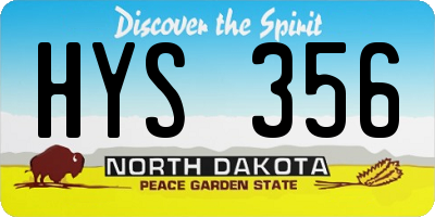 ND license plate HYS356