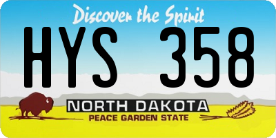 ND license plate HYS358