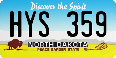 ND license plate HYS359