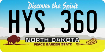 ND license plate HYS360