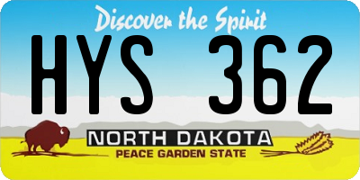 ND license plate HYS362