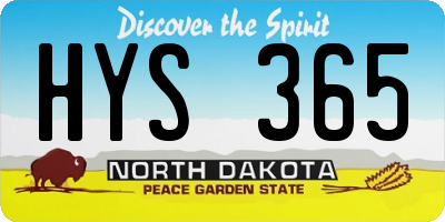ND license plate HYS365