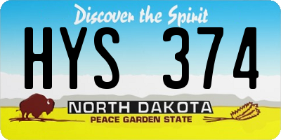 ND license plate HYS374