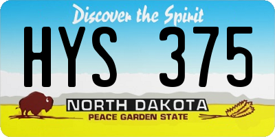 ND license plate HYS375