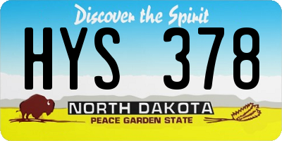 ND license plate HYS378