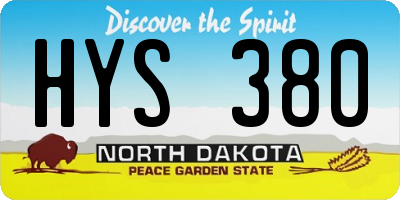 ND license plate HYS380