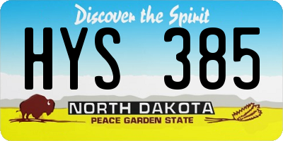 ND license plate HYS385