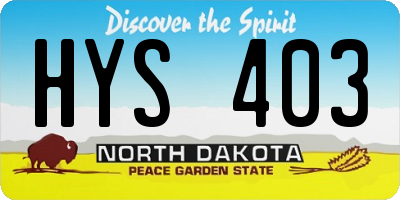 ND license plate HYS403