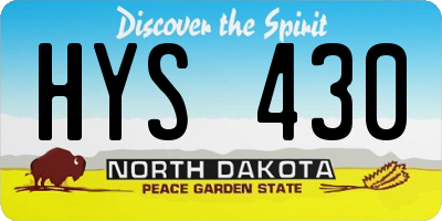 ND license plate HYS430