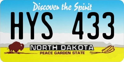ND license plate HYS433