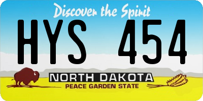 ND license plate HYS454