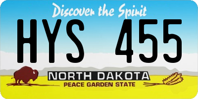 ND license plate HYS455
