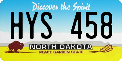 ND license plate HYS458
