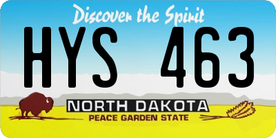 ND license plate HYS463