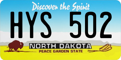 ND license plate HYS502
