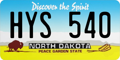 ND license plate HYS540