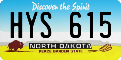 ND license plate HYS615