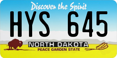 ND license plate HYS645
