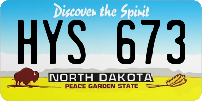 ND license plate HYS673
