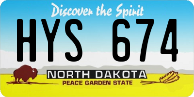 ND license plate HYS674