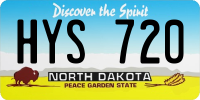 ND license plate HYS720