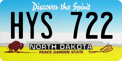 ND license plate HYS722