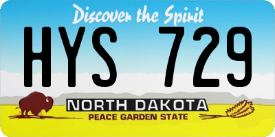ND license plate HYS729
