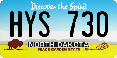 ND license plate HYS730