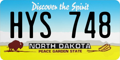 ND license plate HYS748