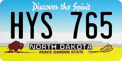 ND license plate HYS765