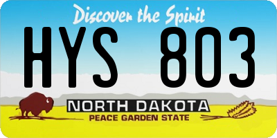 ND license plate HYS803