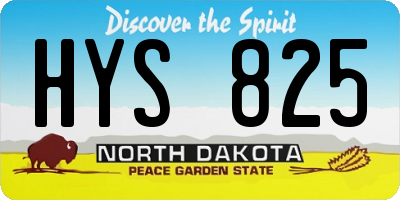 ND license plate HYS825