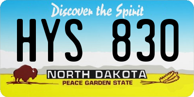 ND license plate HYS830