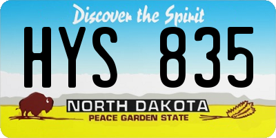 ND license plate HYS835