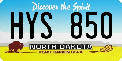 ND license plate HYS850