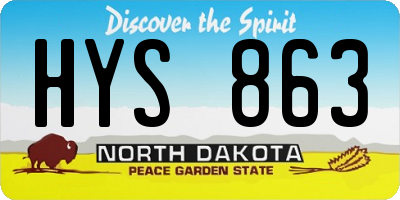 ND license plate HYS863