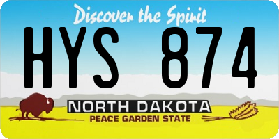 ND license plate HYS874