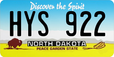 ND license plate HYS922
