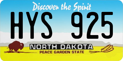 ND license plate HYS925