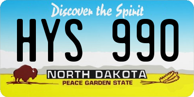 ND license plate HYS990