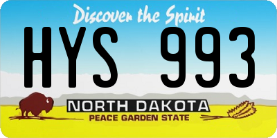 ND license plate HYS993