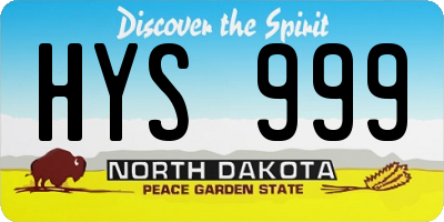 ND license plate HYS999